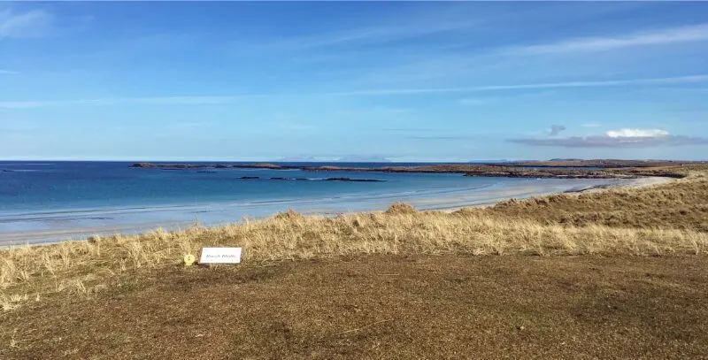 Tiree Golf Course Tee Box with ocean in background.